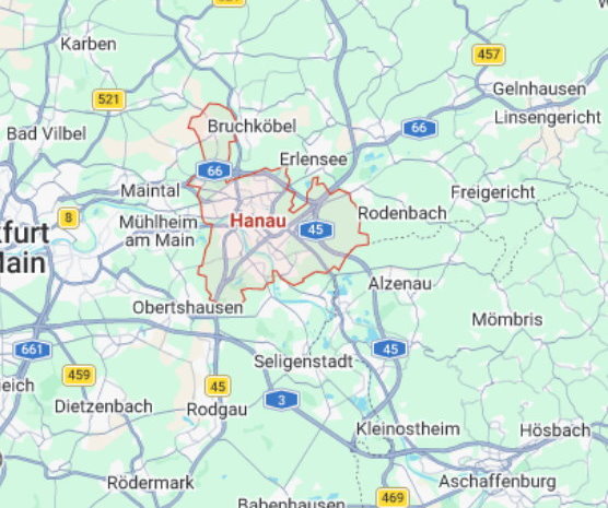 Haushaltsauflösung Hanau und Umgebung Karte