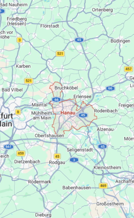 MCM Hausenentrümpelung Hanau und Umgebung Karte