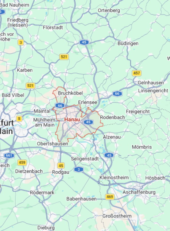 Wohnungsauflösung Hanau und Umgebung Karte